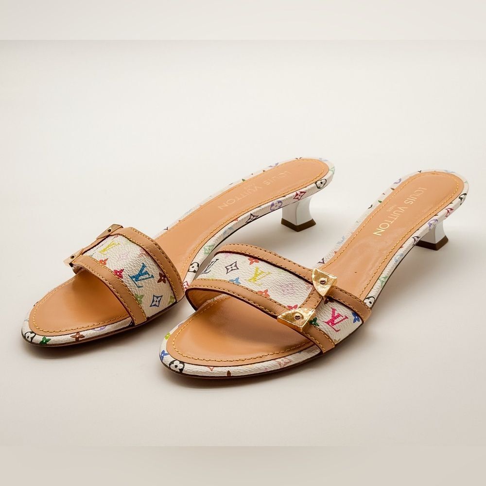 Louis Vuitton Y2K Murakami Multicolor LV Monogram Mule Slide Sandals EU 41 US 11 - Picture 6 of 14